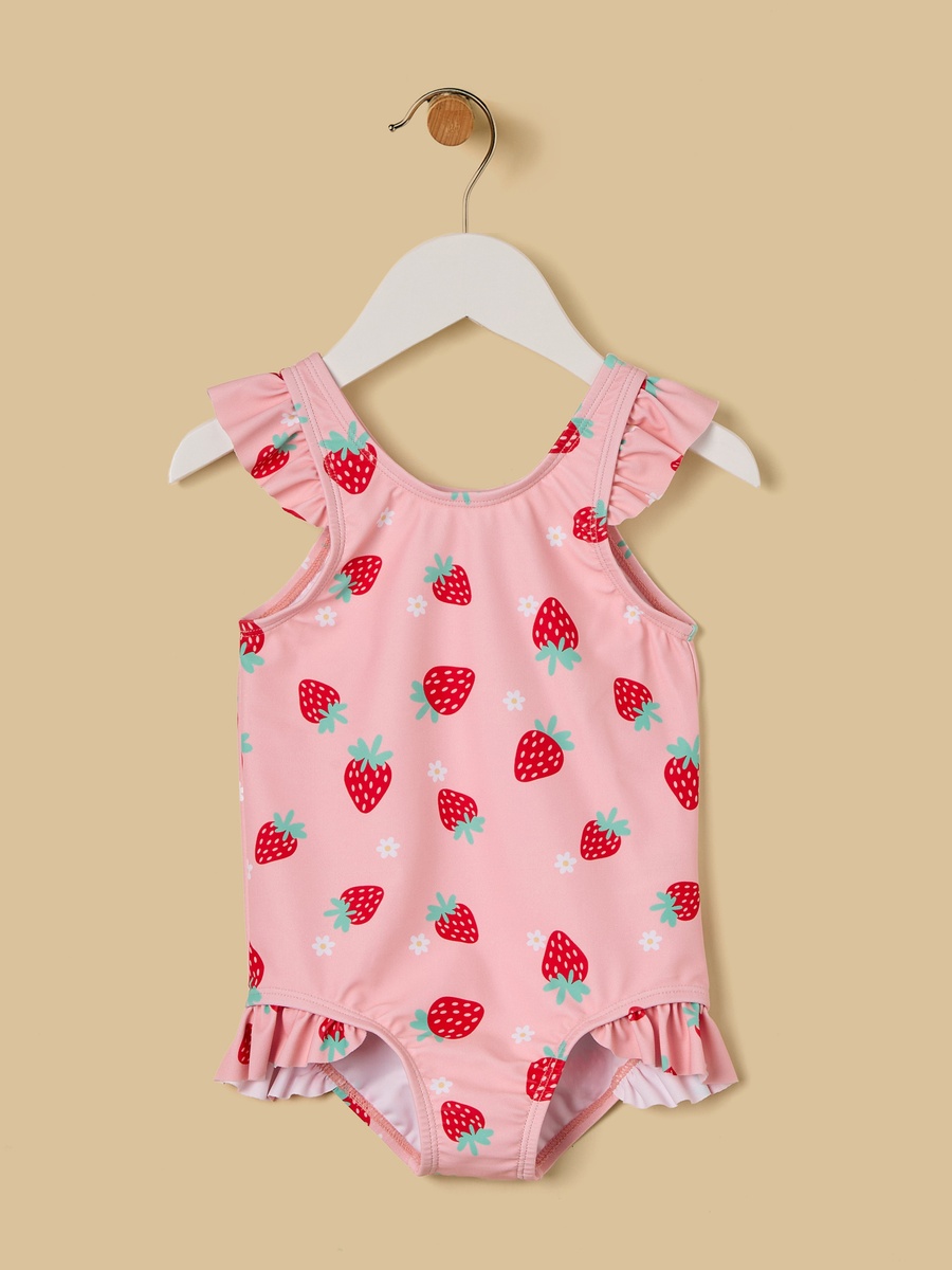 Strawberry Print Swimsuit with Hat