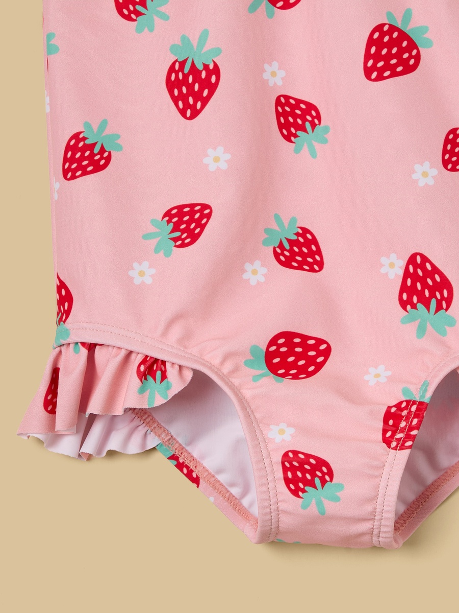 Strawberry Print Swimsuit with Hat