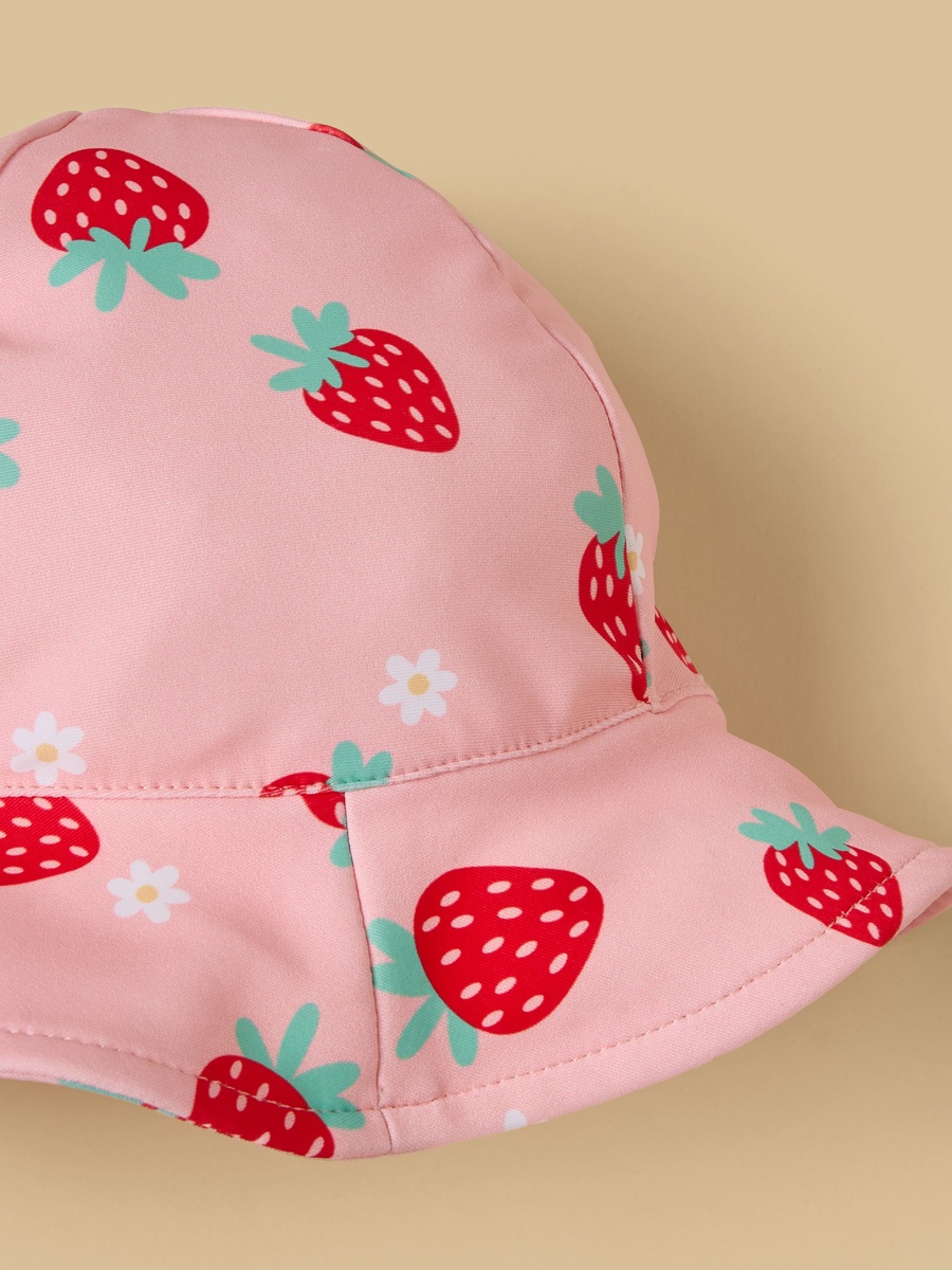 Strawberry Print Swimsuit with Hat