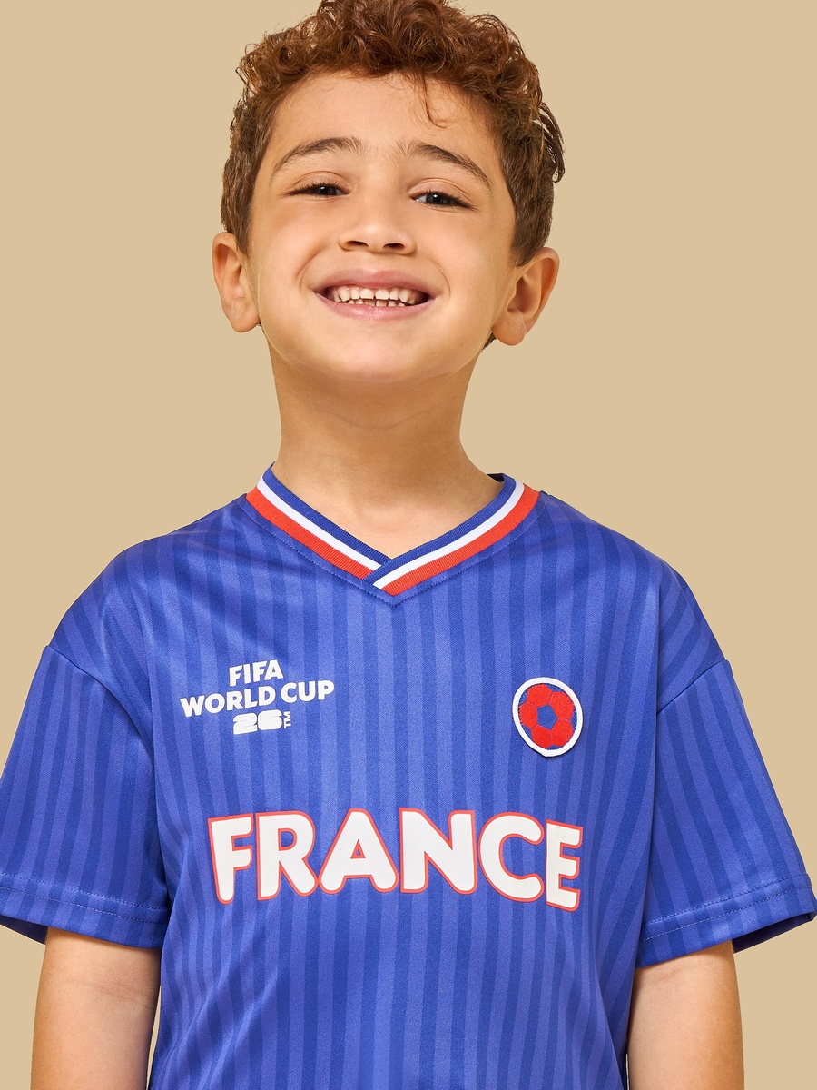 France Print V Neck T-Shirt