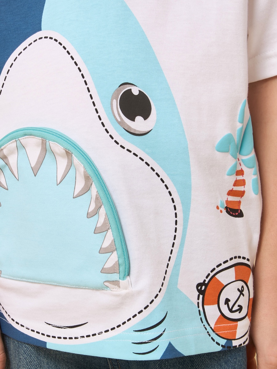Shark Print Cotton T-Shirt