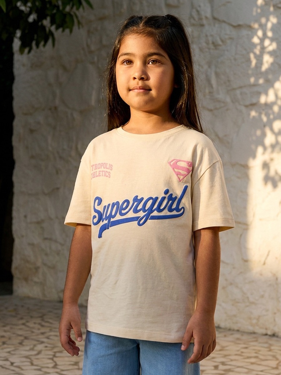 Supergirl Print Cotton T-Shirt