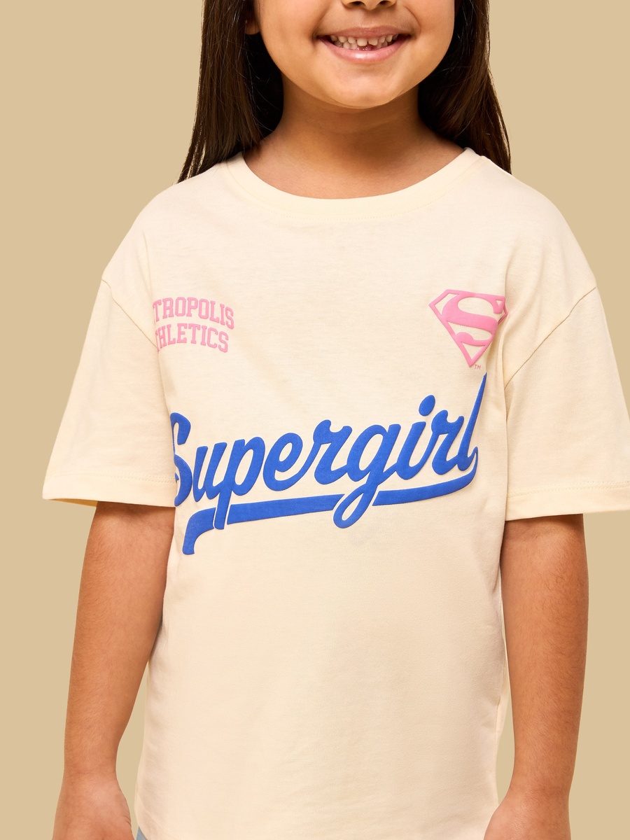 Supergirl Print Cotton T-Shirt
