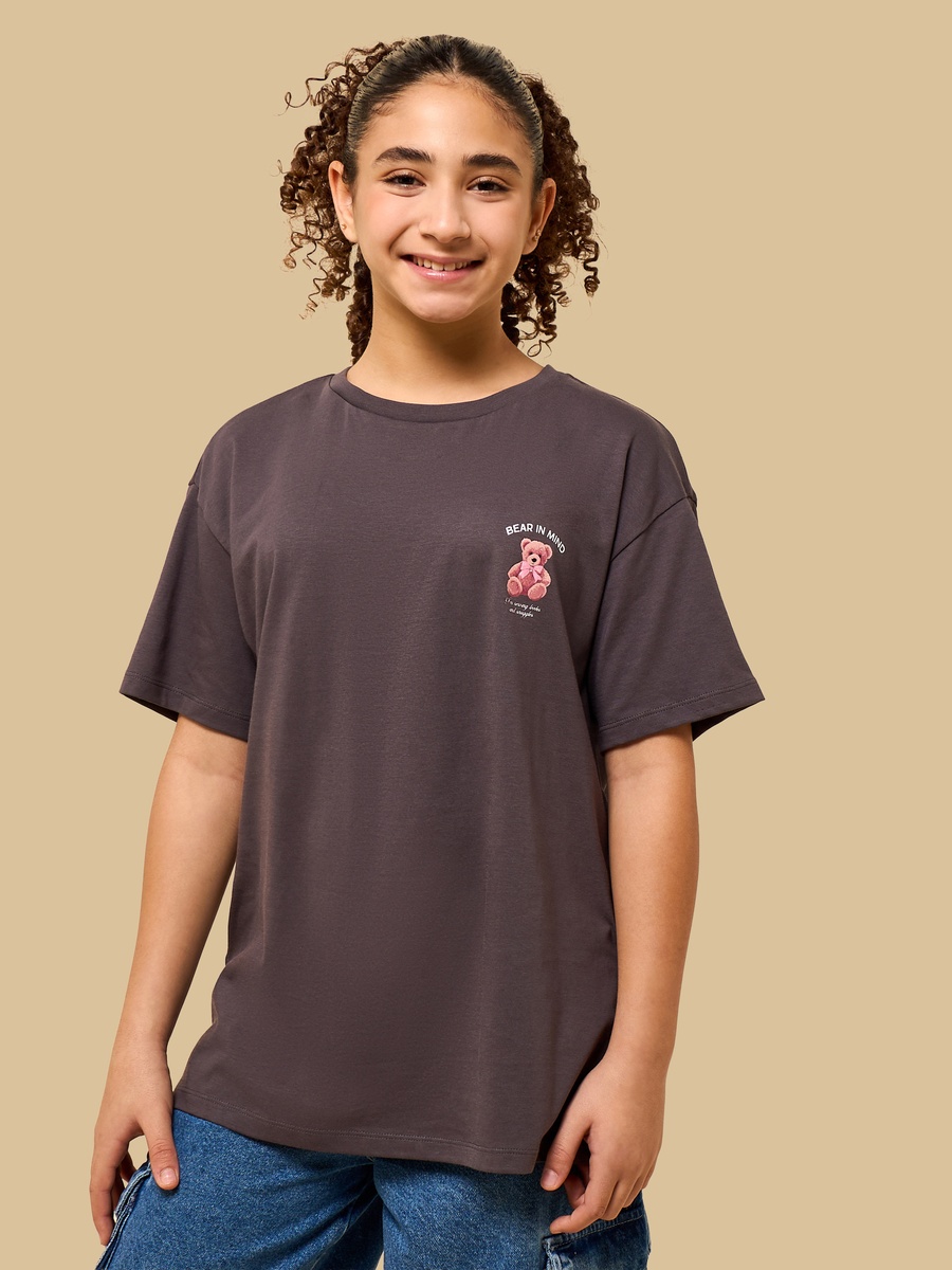 Teddy Bear Print Cotton T-Shirt