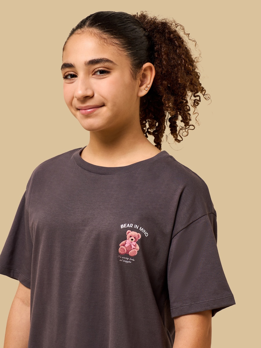 Teddy Bear Print Cotton T-Shirt