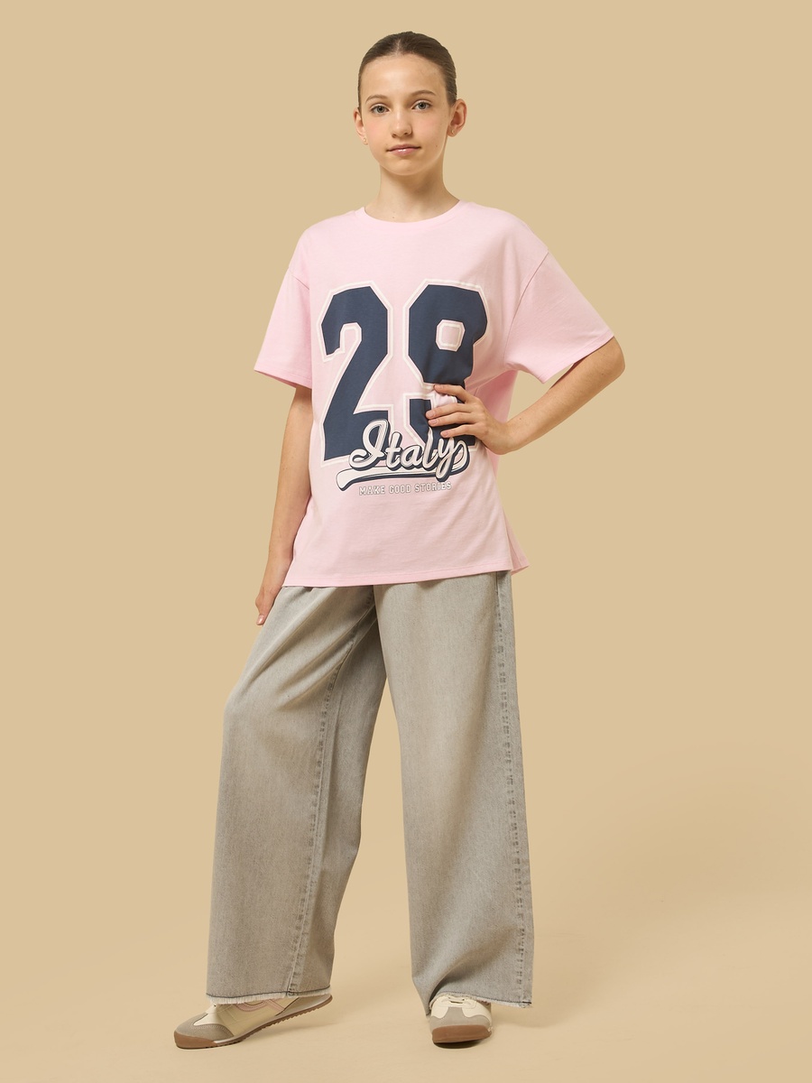 Varsity Print Cotton Oversized T-Shirt