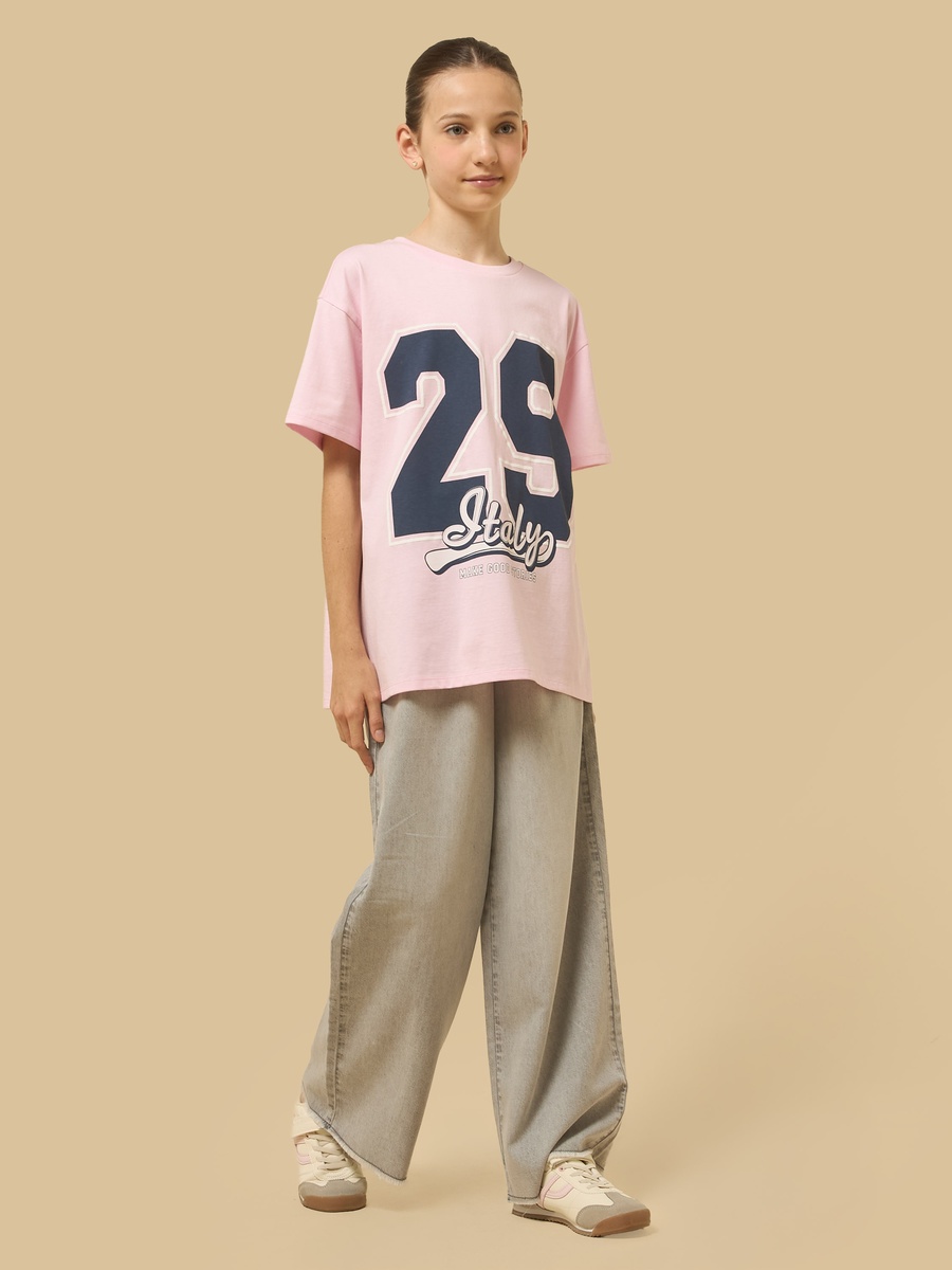 Varsity Print Cotton Oversized T-Shirt