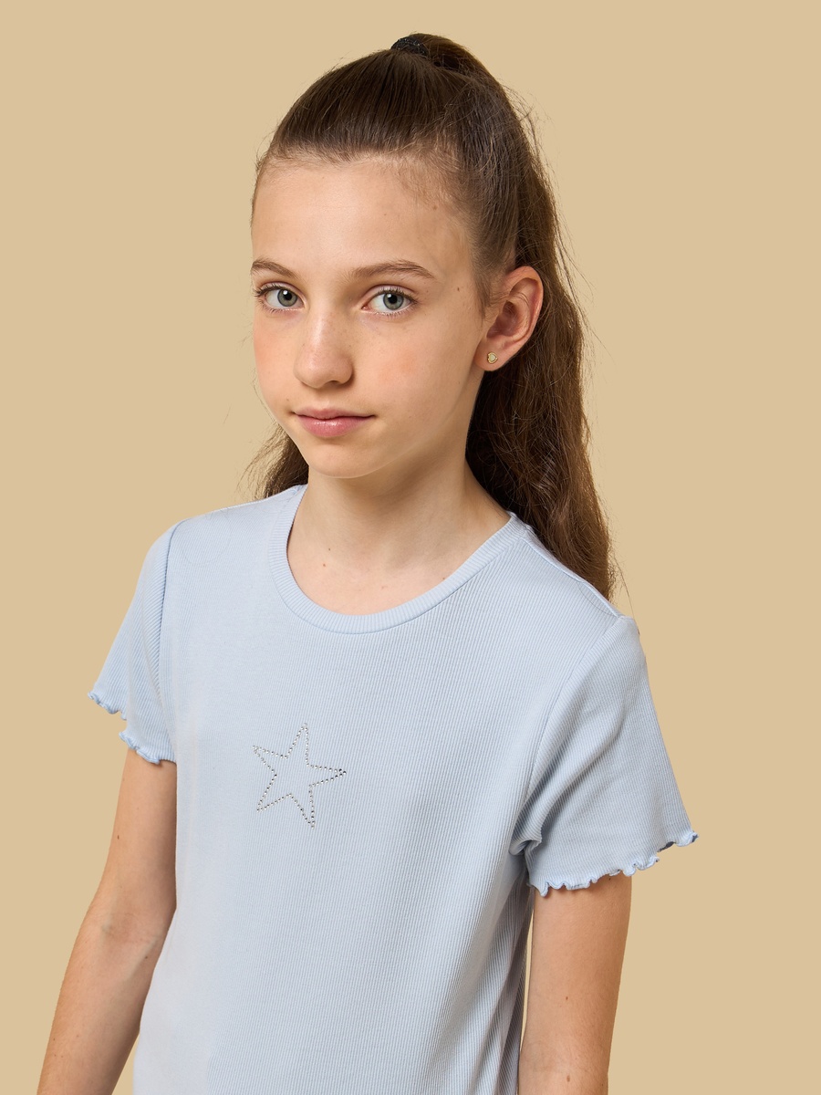 Embellished Ribbed Cotton T-Shirt