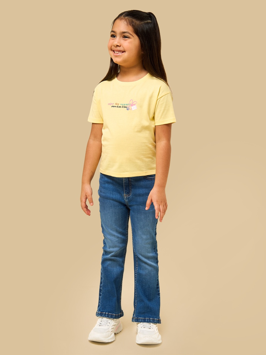 Tropical Stamp Print Cotton Boxy T-Shirt