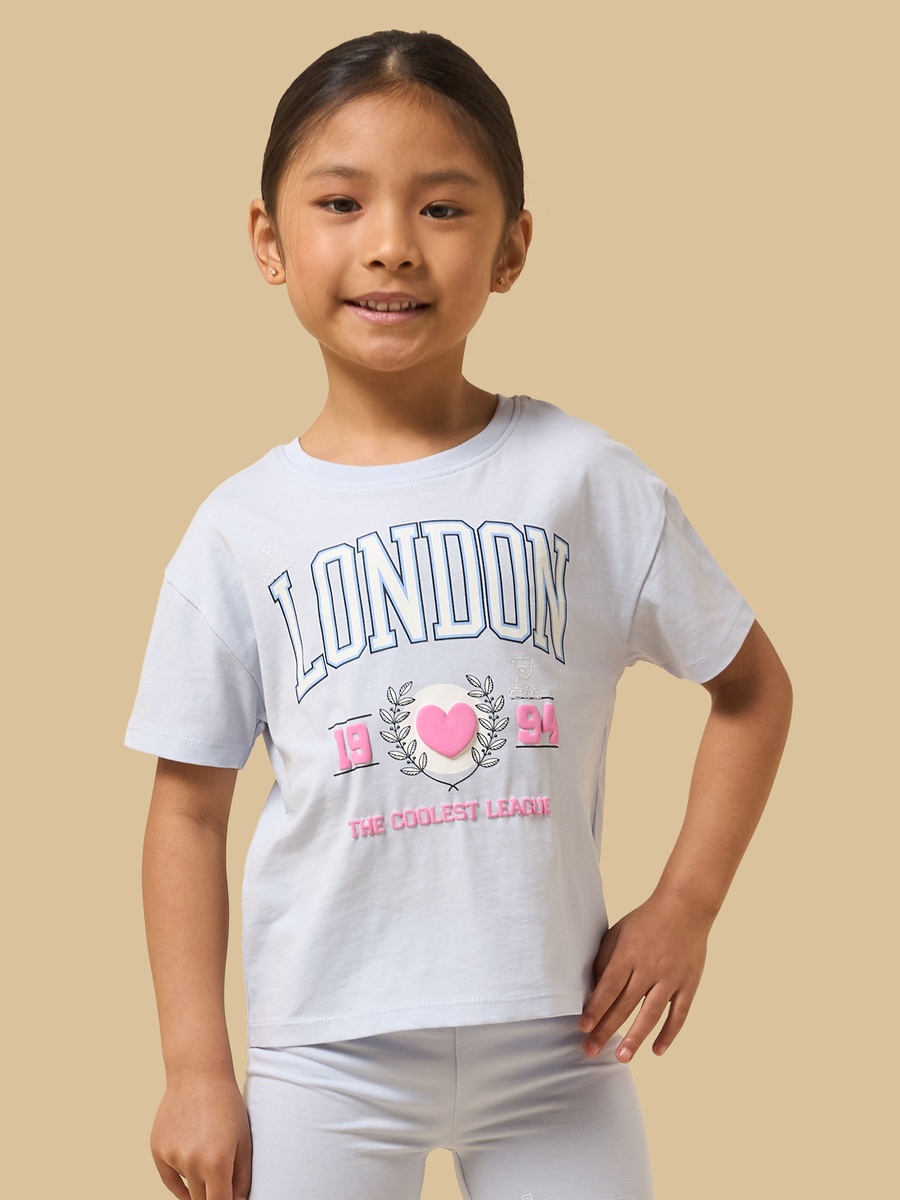 London Varsity Print Cotton Boxy T-Shirt