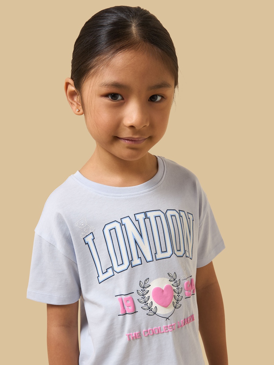 London Varsity Print Cotton Boxy T-Shirt