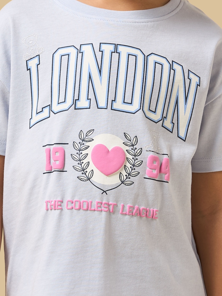 London Varsity Print Cotton Boxy T-Shirt