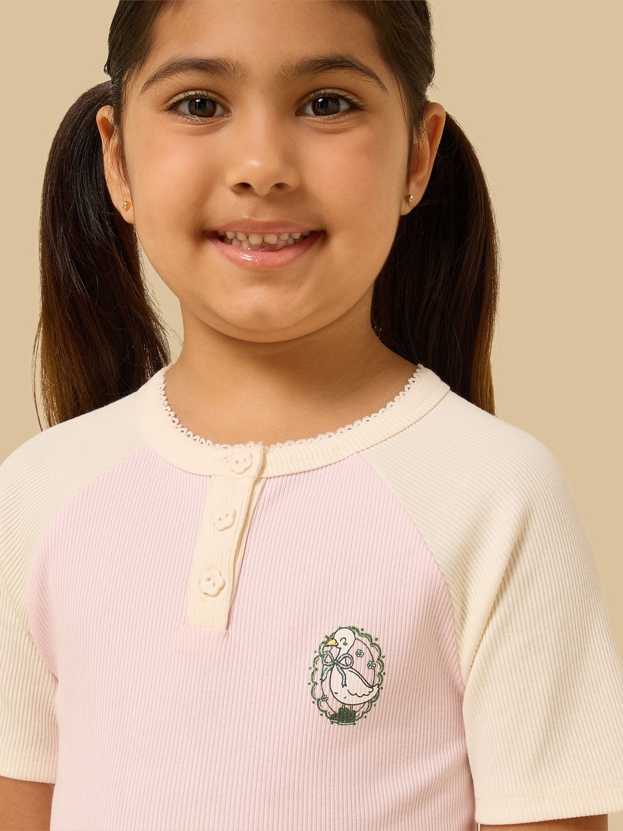 Duck Print T-Shirt with Raglan Sleeves