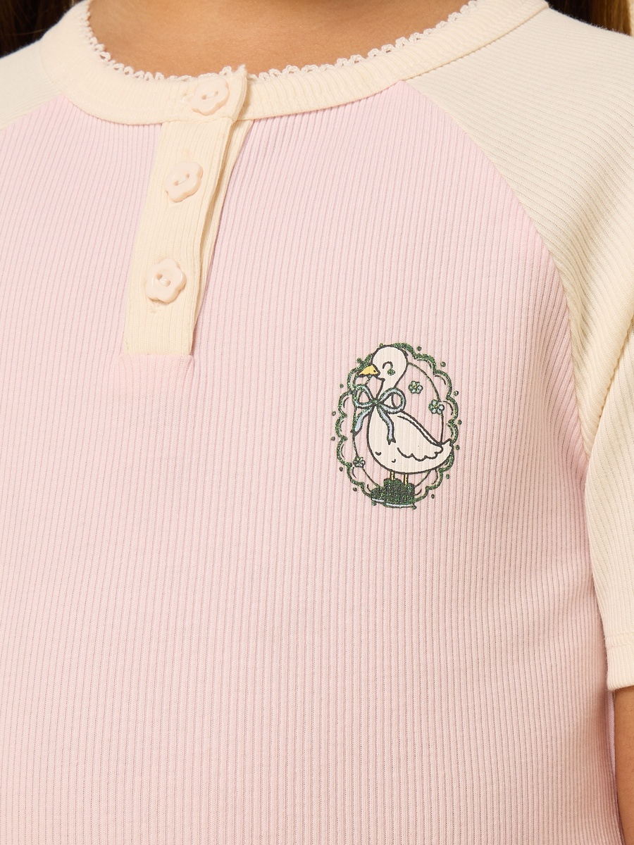 Duck Print T-Shirt with Raglan Sleeves