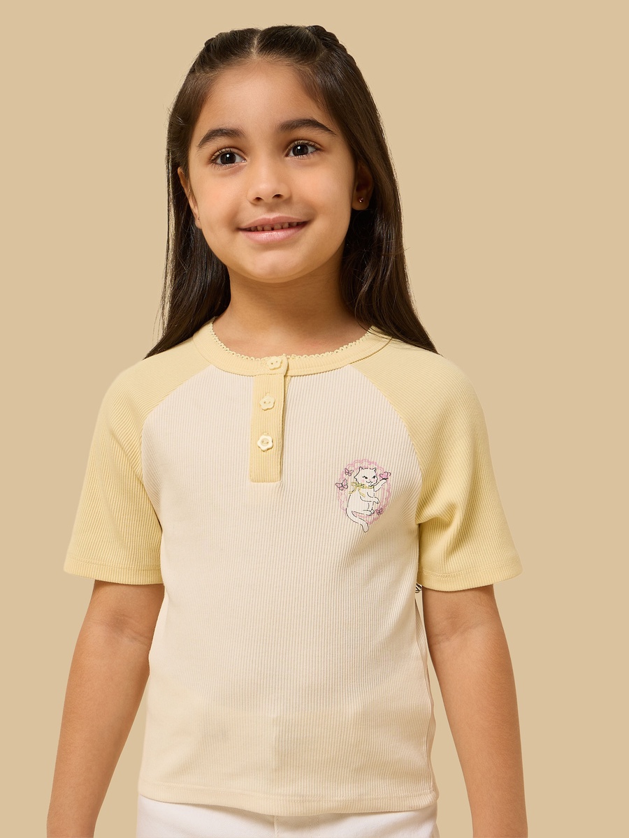 Duck Sticker Chest Print Ringer T-Shirt