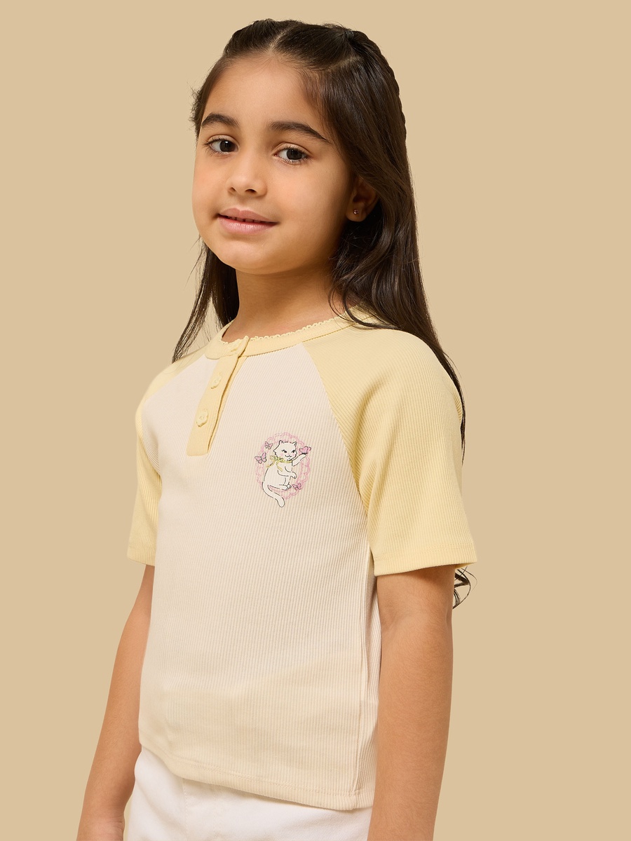 Duck Sticker Chest Print Ringer T-Shirt