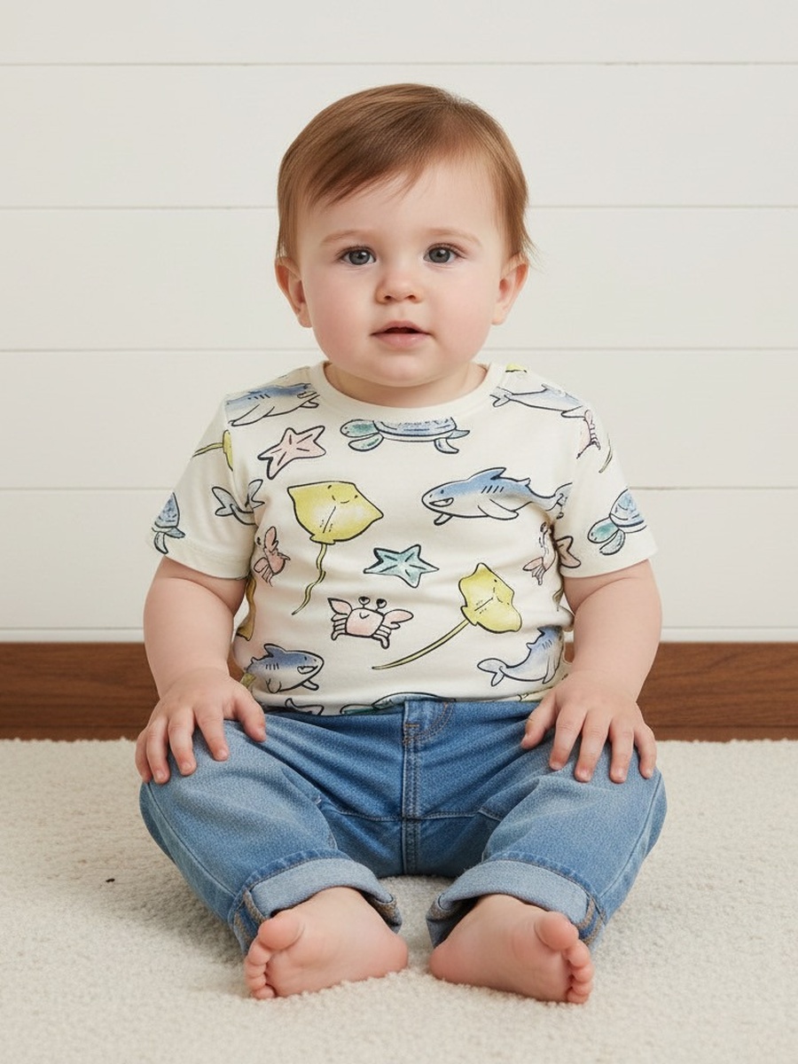 Underwater Print Cotton T-Shirt