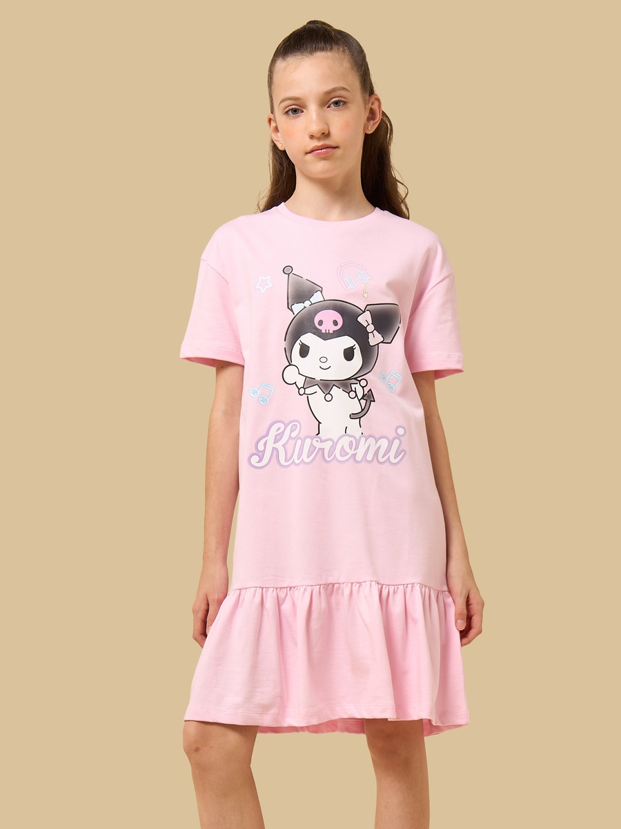 Kuromi Print Cotton Drop Waist Dress