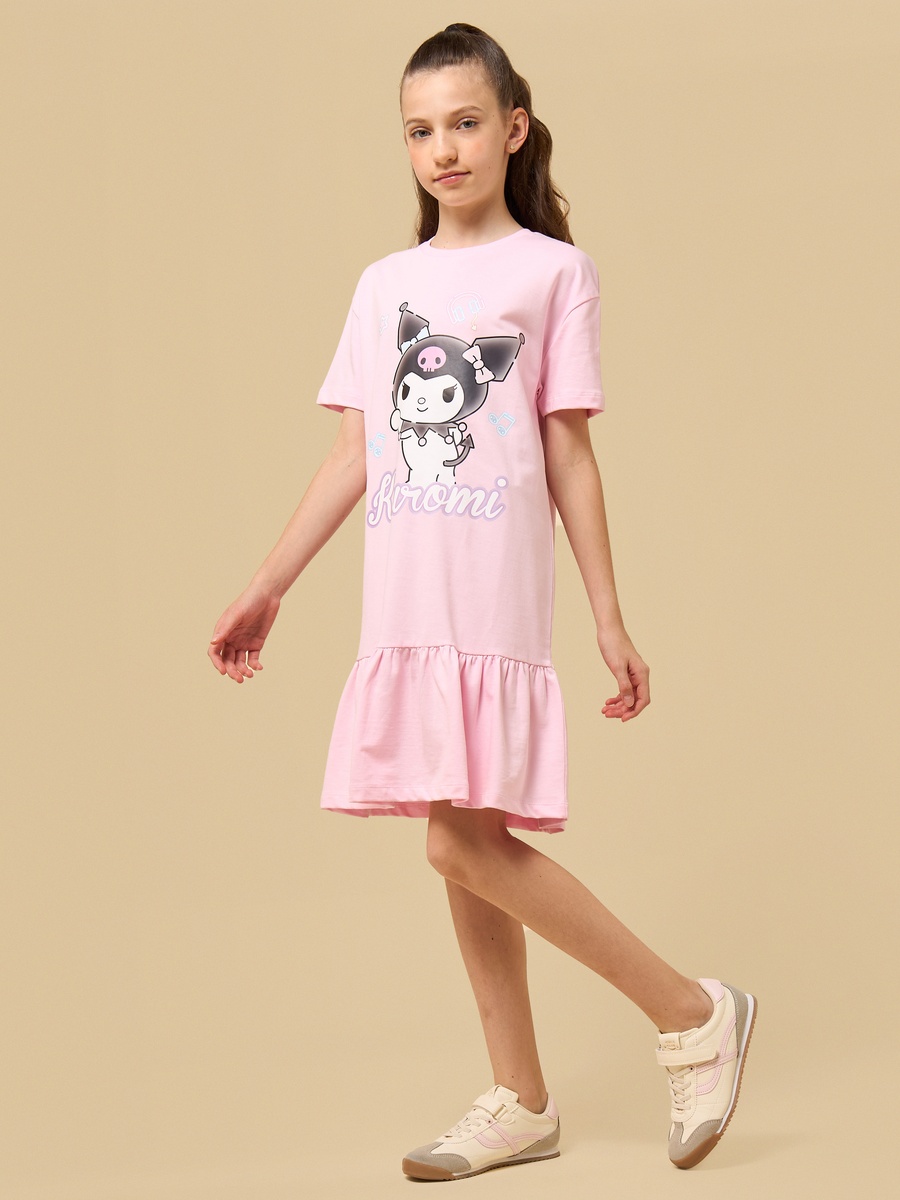 Kuromi Print Cotton Drop Waist Dress
