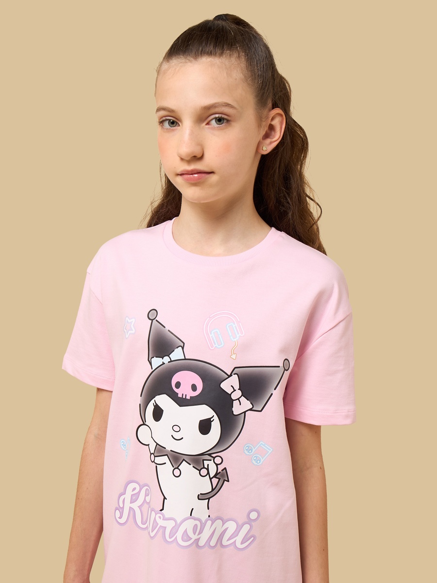 Kuromi Print Cotton Drop Waist Dress