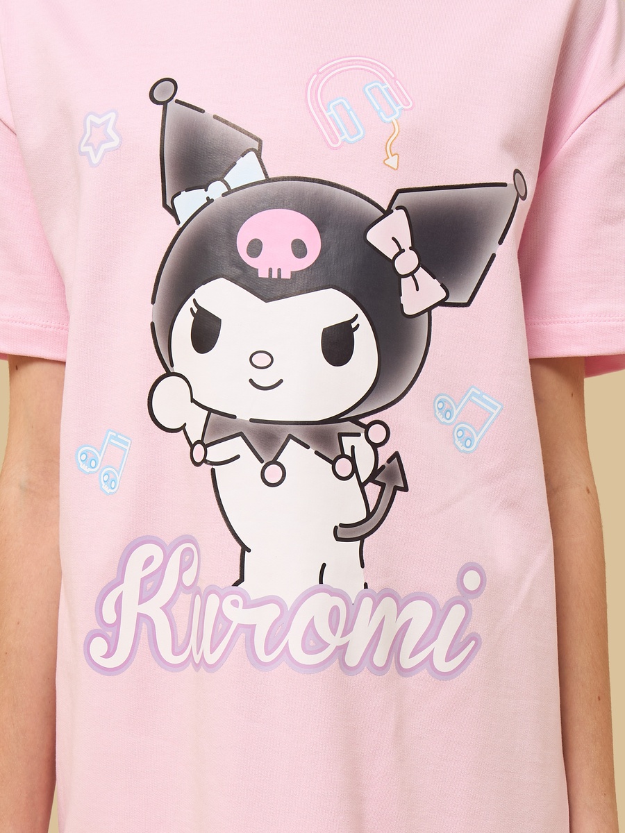 Kuromi Print Cotton Drop Waist Dress