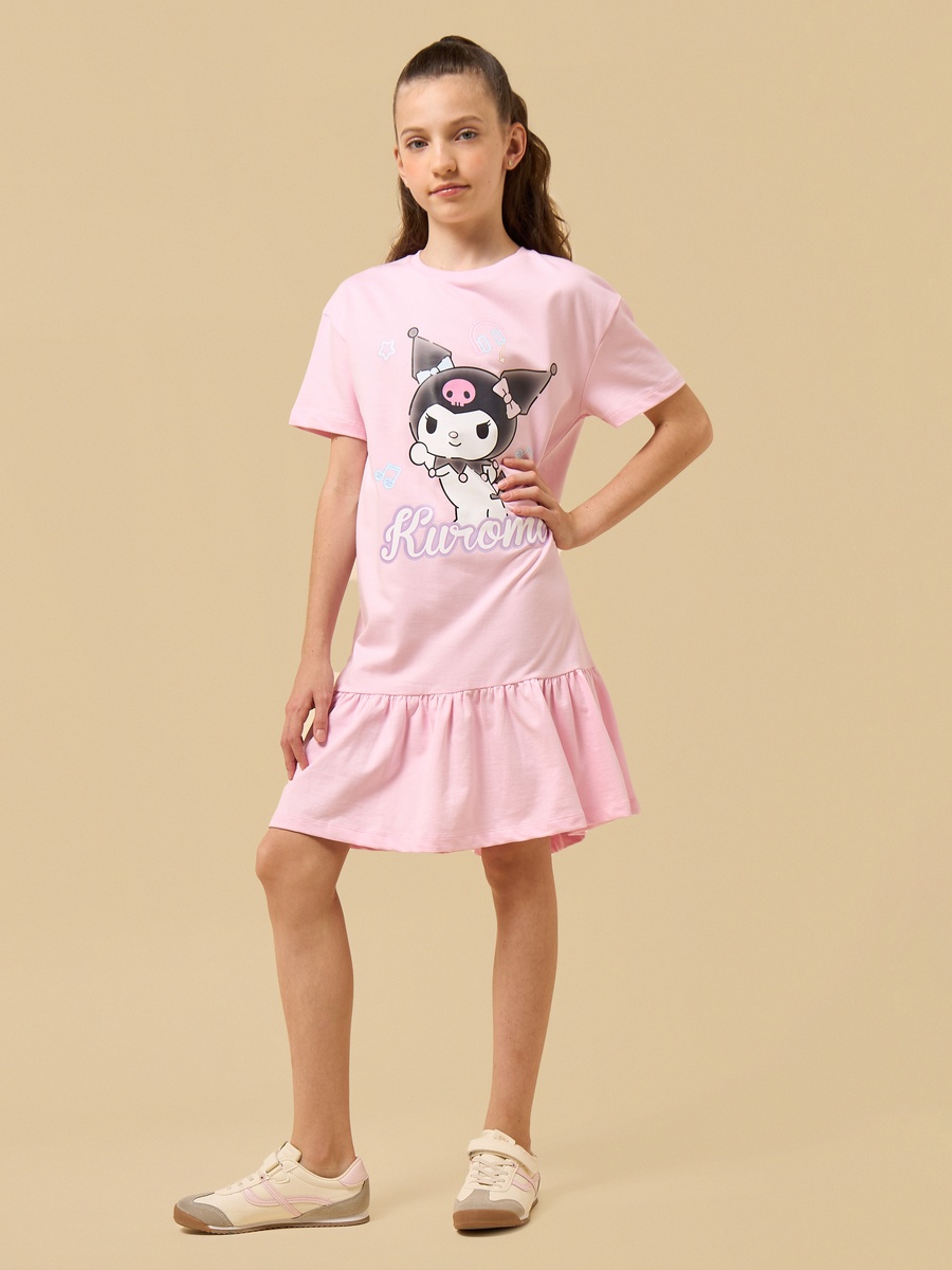 Kuromi Print Cotton Drop Waist Dress