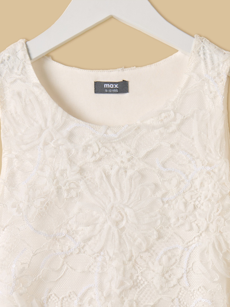 Sleeveless Lace Puff Ball Dress