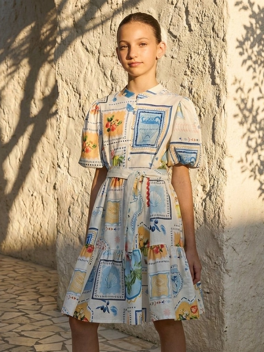 Tile Print Tiered Dress