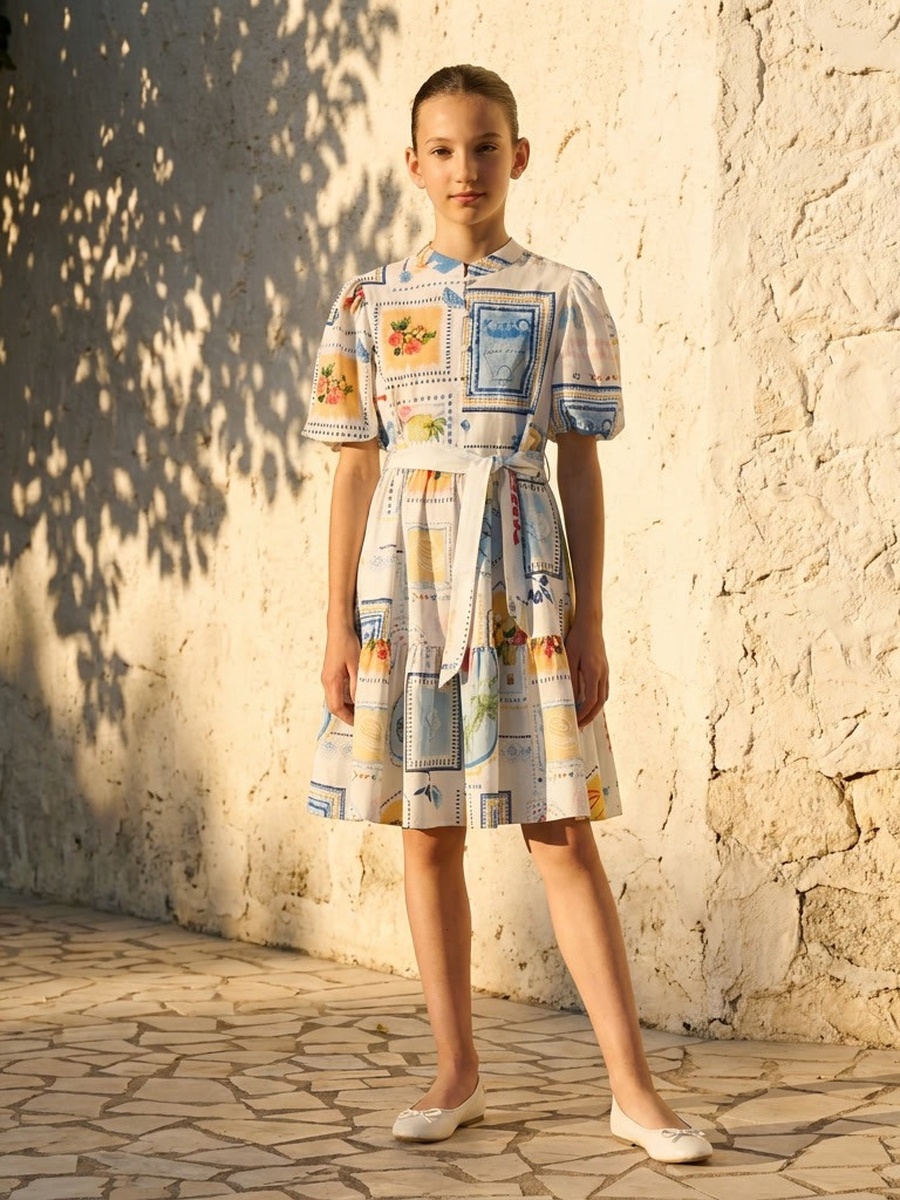 Tile Print Tiered Dress