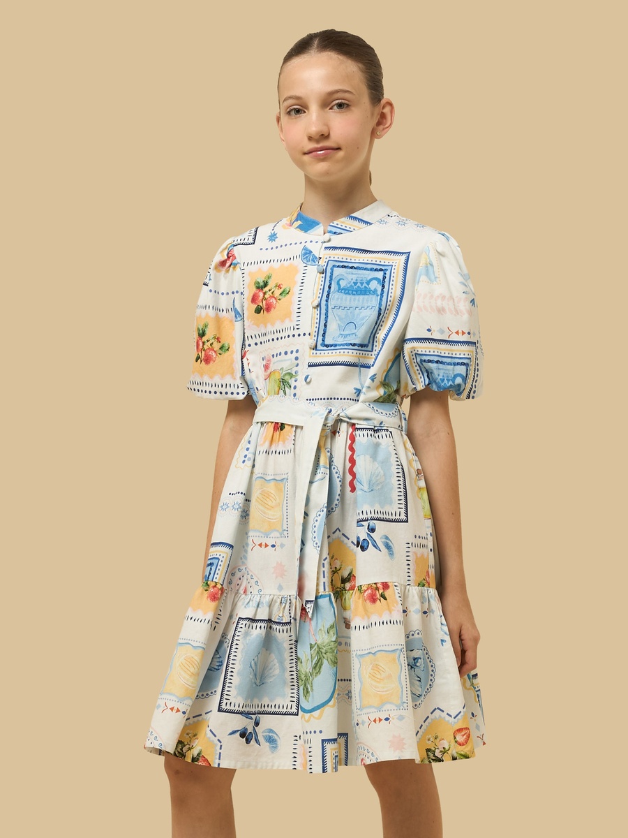 Tile Print Tiered Dress