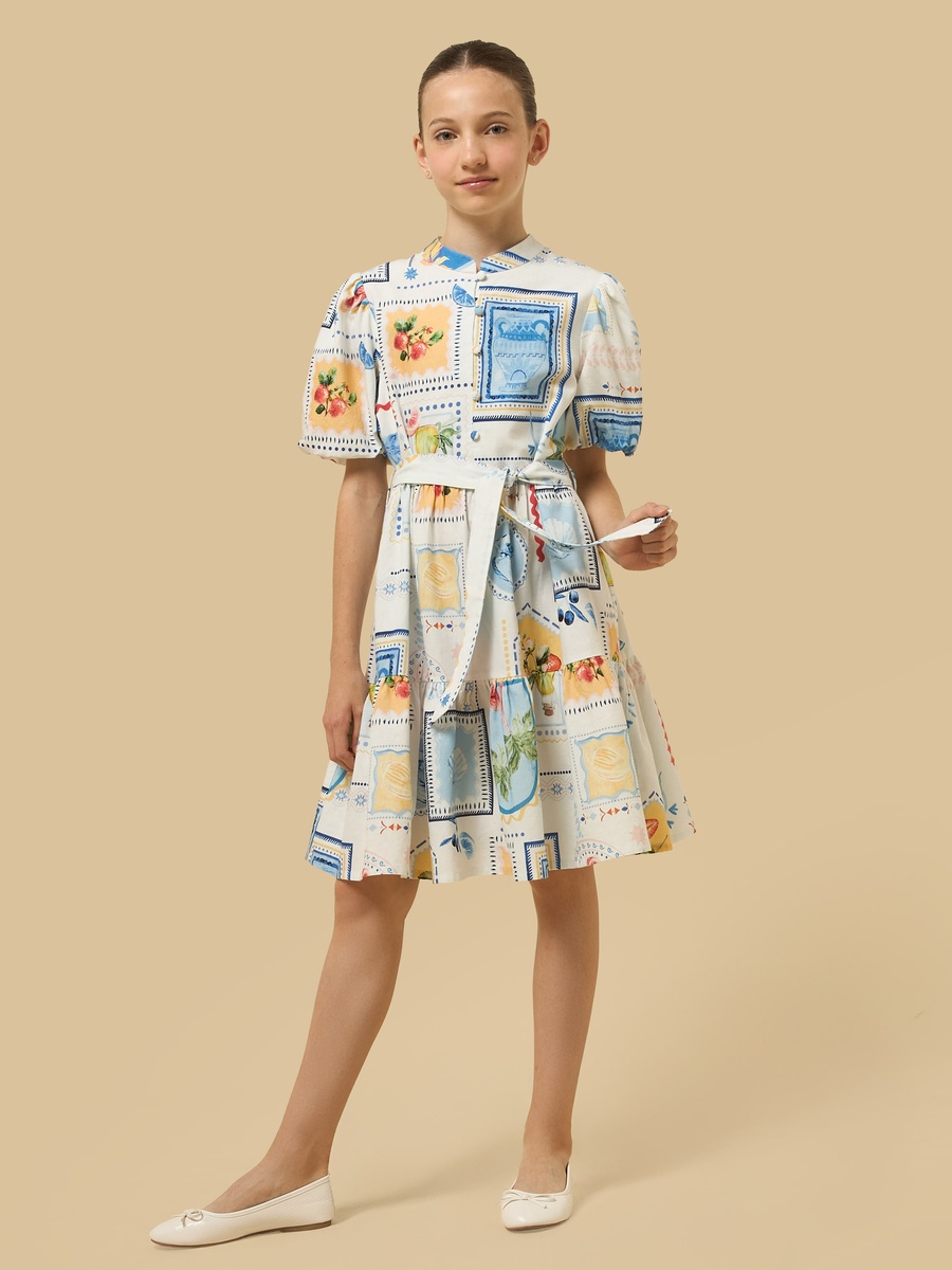 Tile Print Tiered Dress