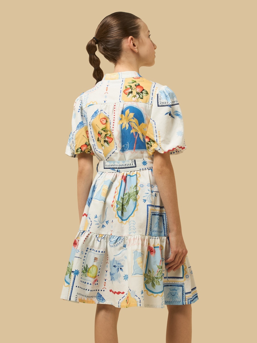 Tile Print Tiered Dress