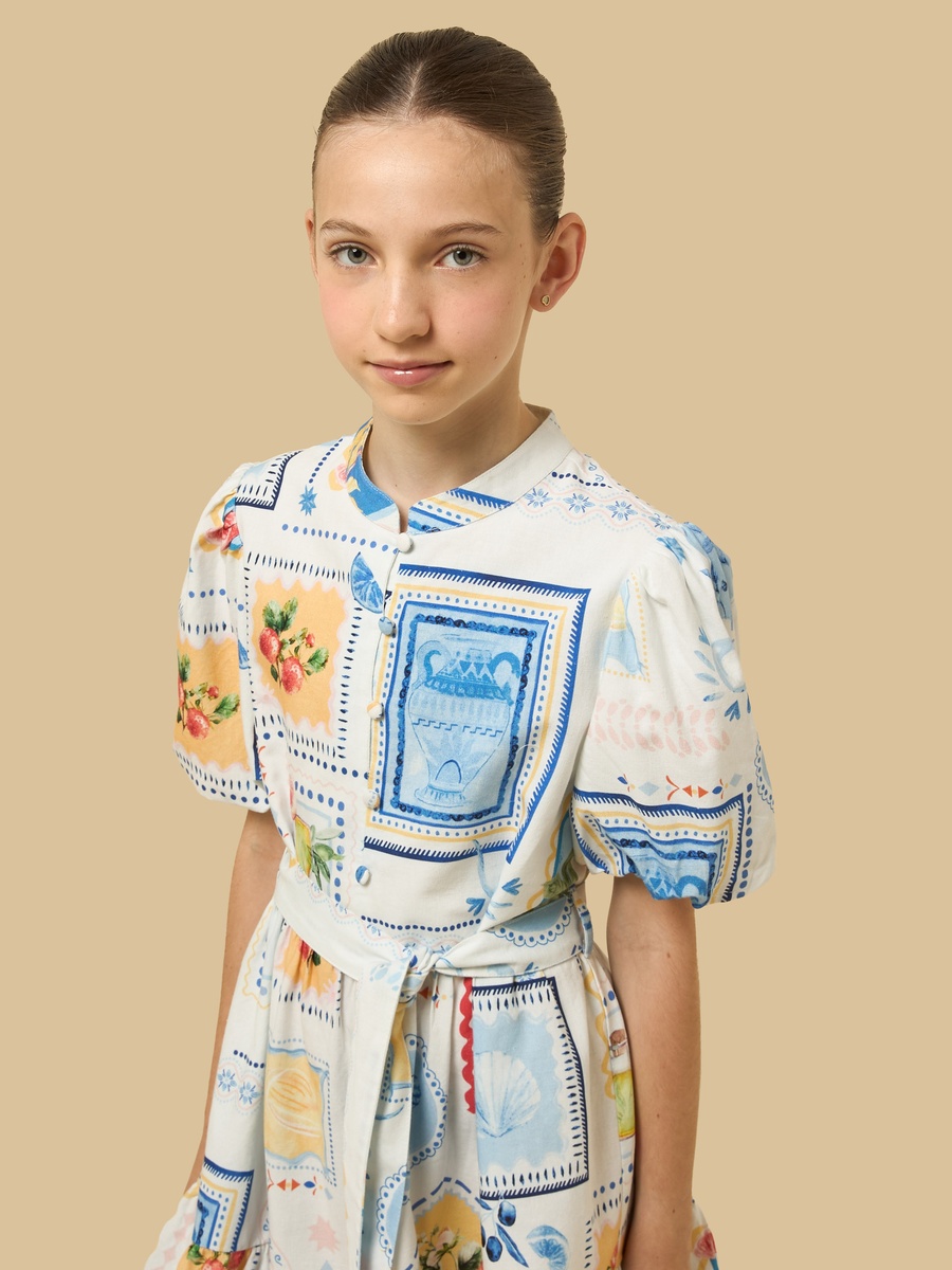 Tile Print Tiered Dress