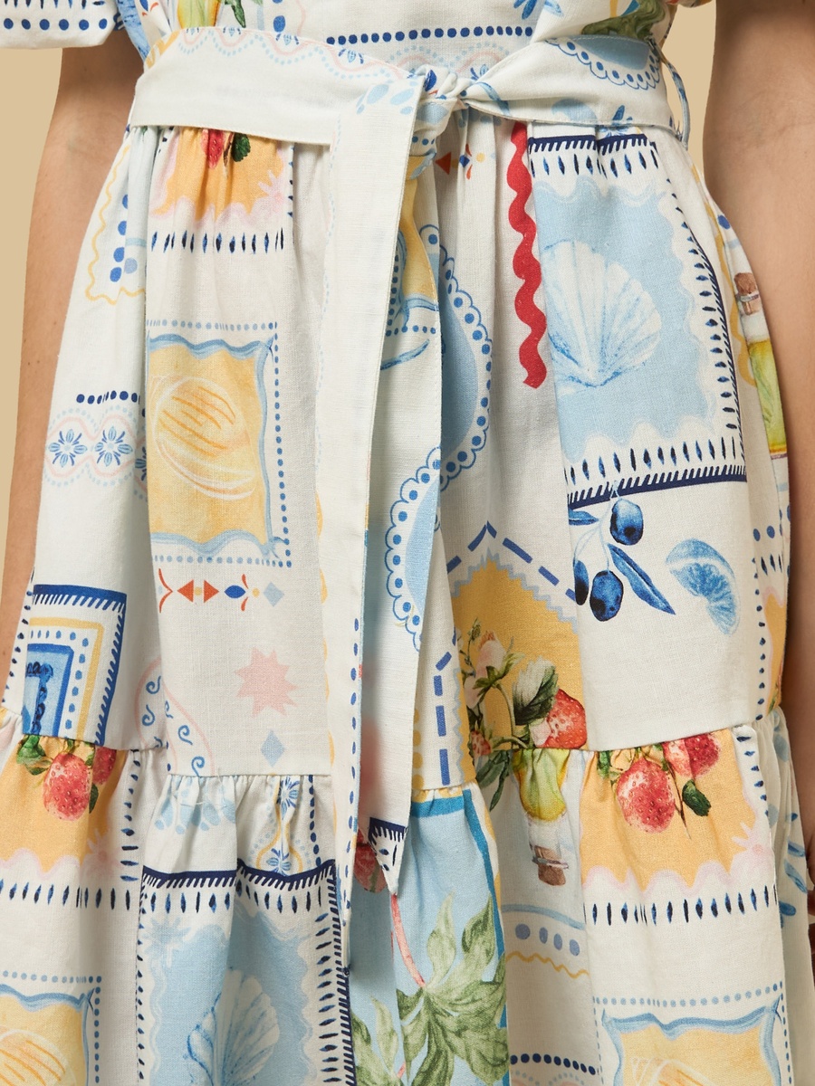 Tile Print Tiered Dress
