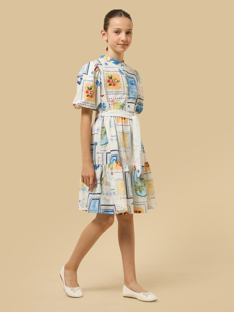 Tile Print Tiered Dress