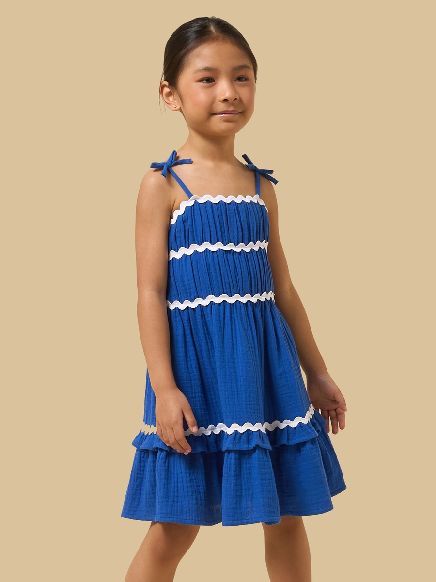 Ric Rac Lace Spaghetti Strap Cotton Dress