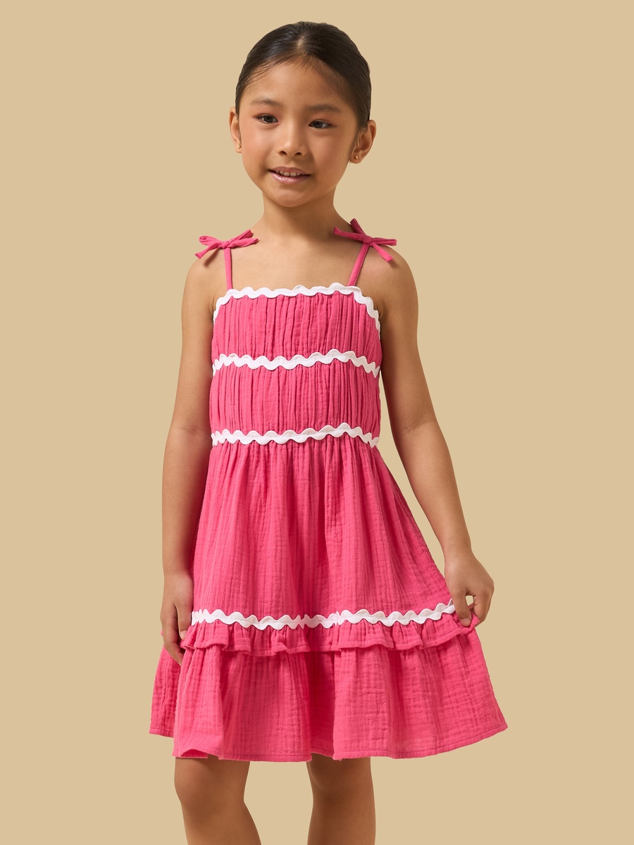 Ric Rac Lace Spaghetti Strap Cotton Dress