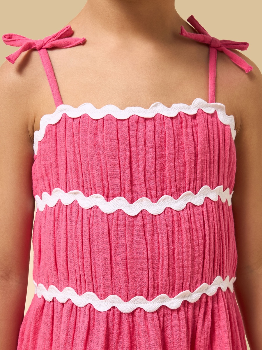 Ric Rac Lace Spaghetti Strap Cotton Dress