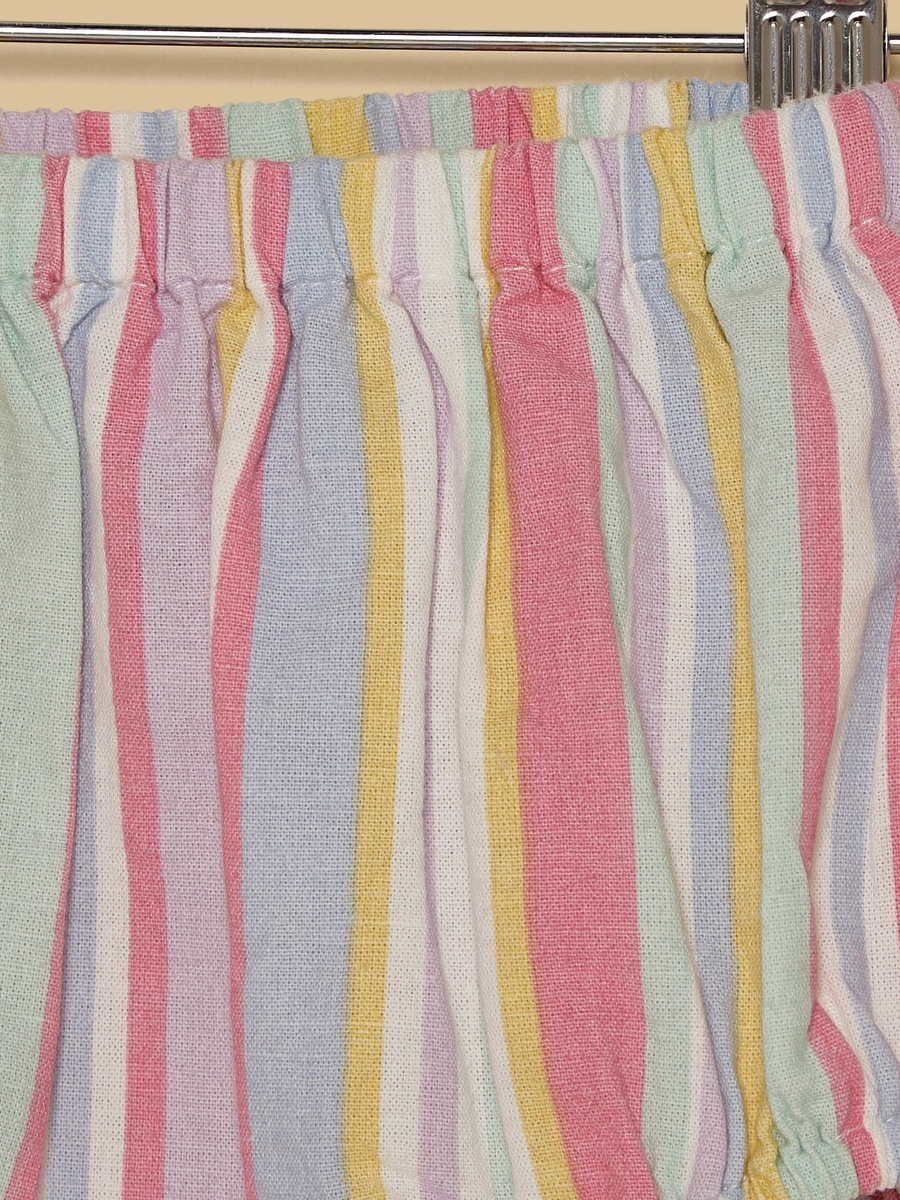 Striped Linen Dress with Cap and Bloomers