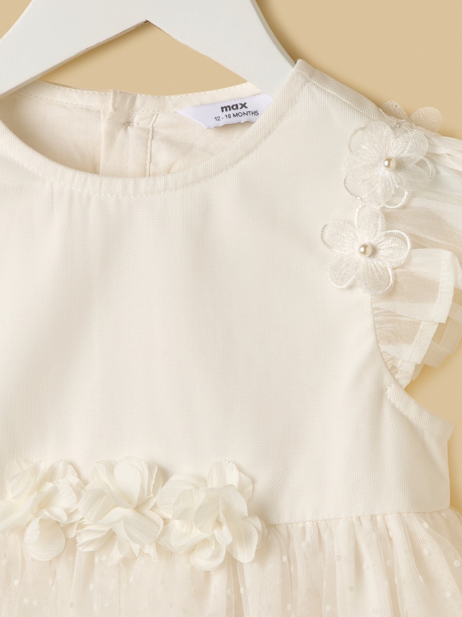 Floral 3D Accent Mesh Dress with Bloomers