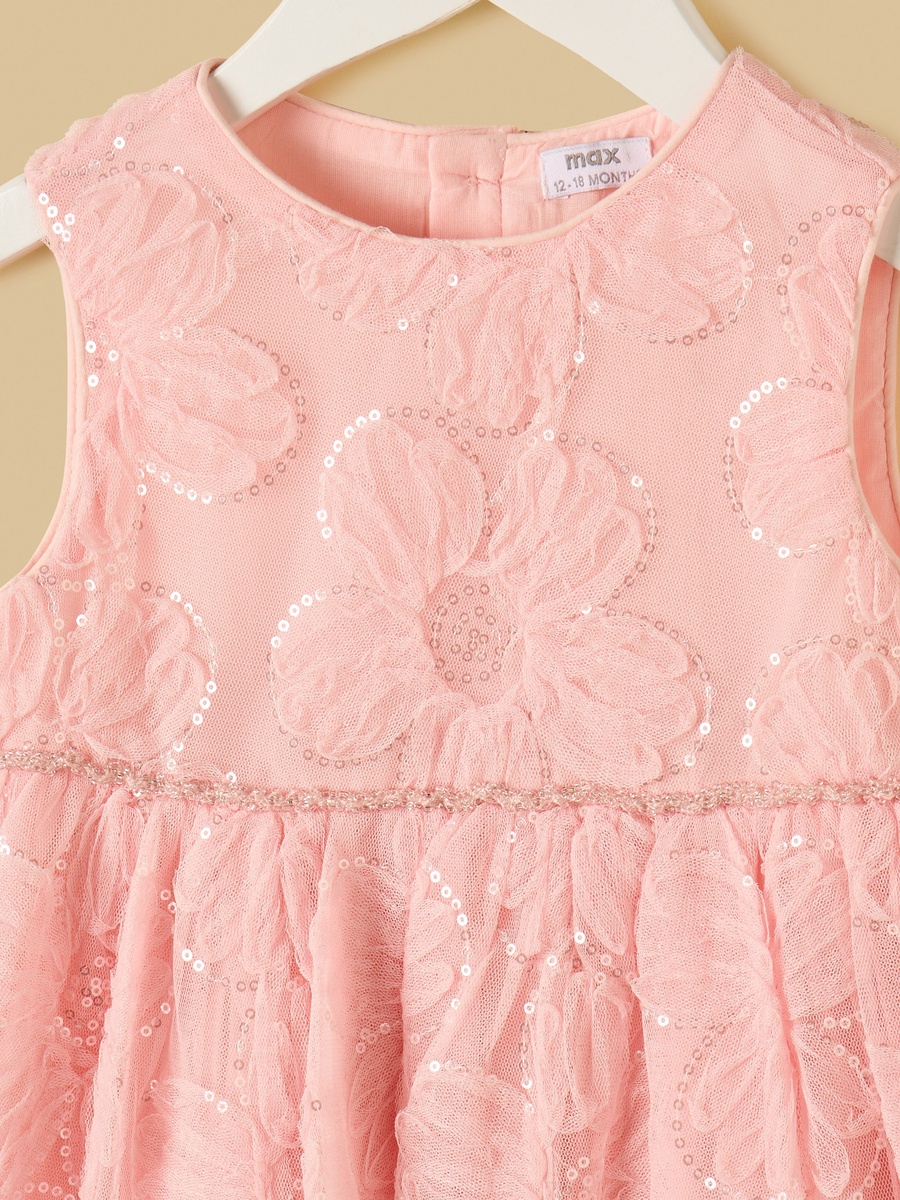 Sequin Embellished 3D Dress