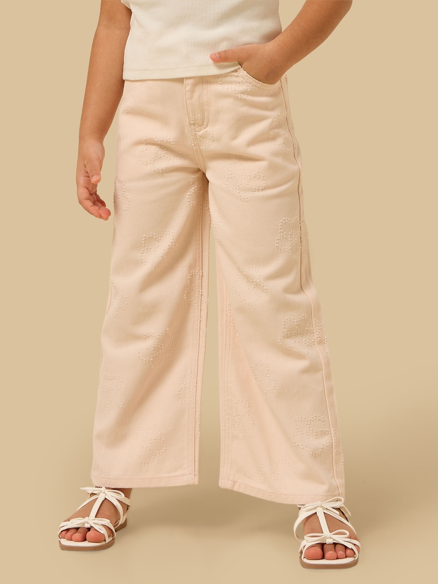 Embroidered Wide Leg Jeans