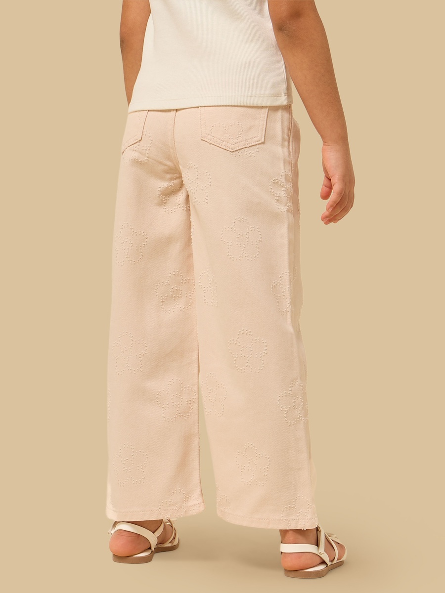 Embroidered Wide Leg Jeans
