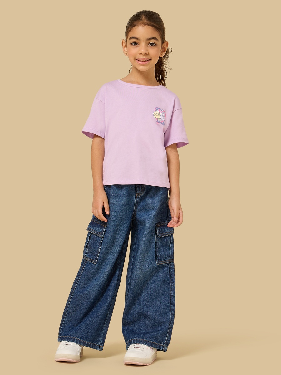Wide Leg Cotton Cargo Jeans