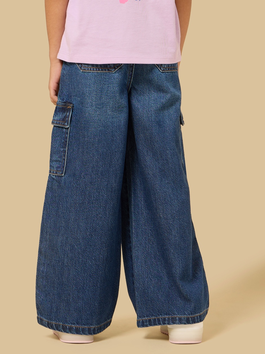 Wide Leg Cotton Cargo Jeans