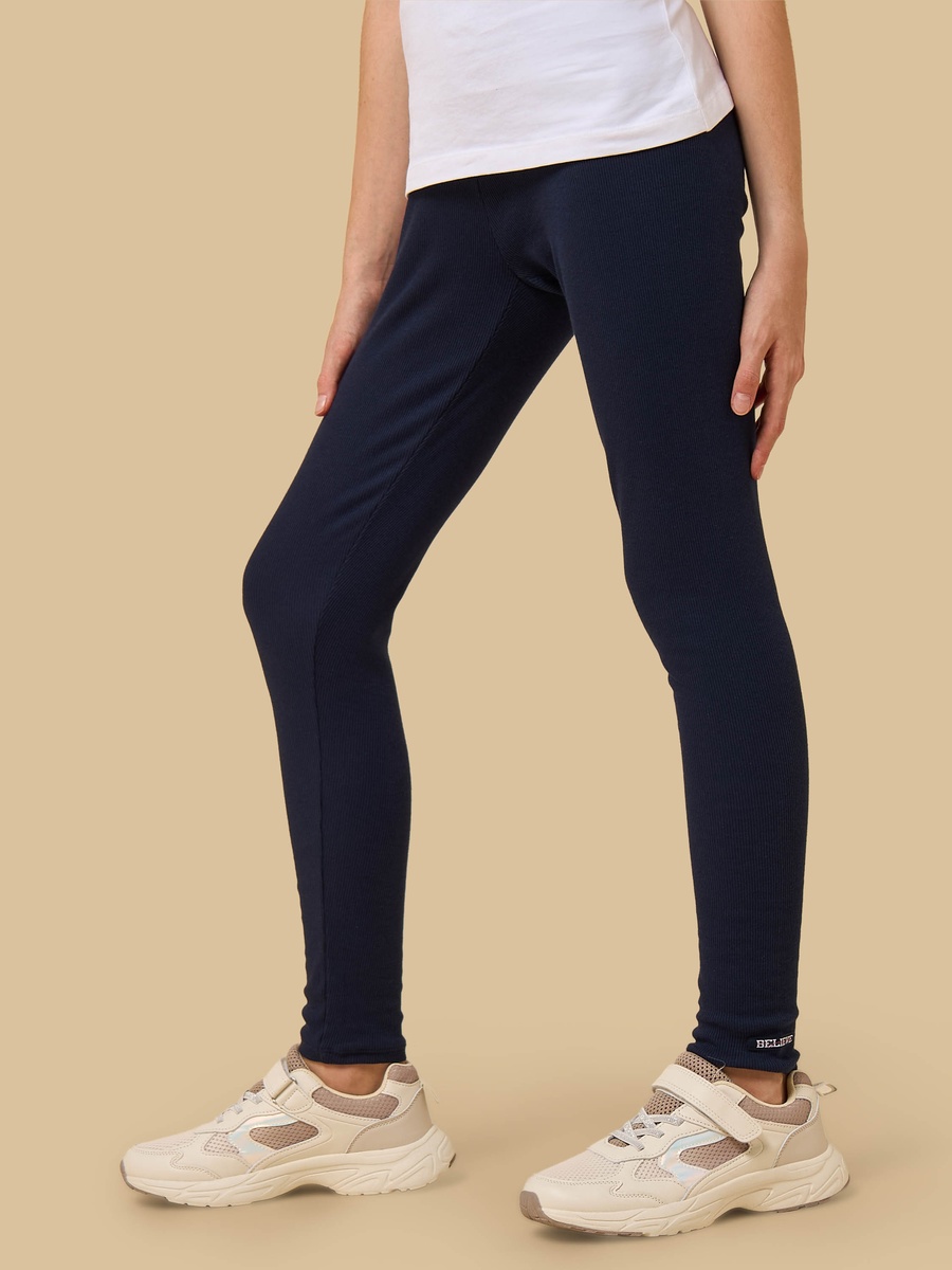 Ribbed Leggings with Slogan Applique