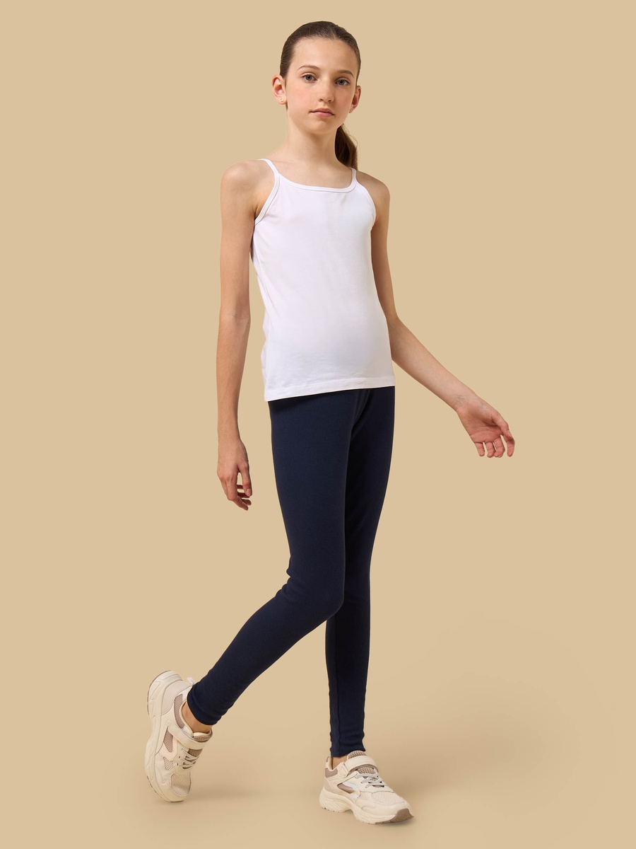 Ribbed Leggings with Slogan Applique