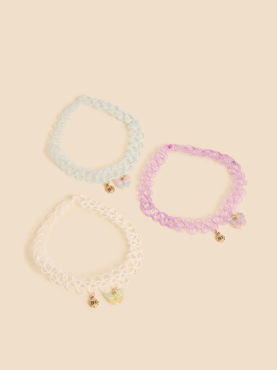 Pack of 3 - Charm Embellished Choker Necklace