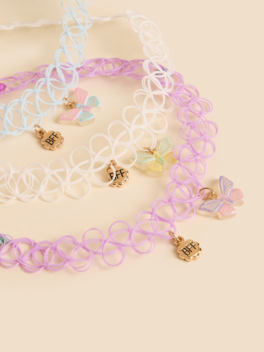 Pack of 3 - Charm Embellished Choker Necklace