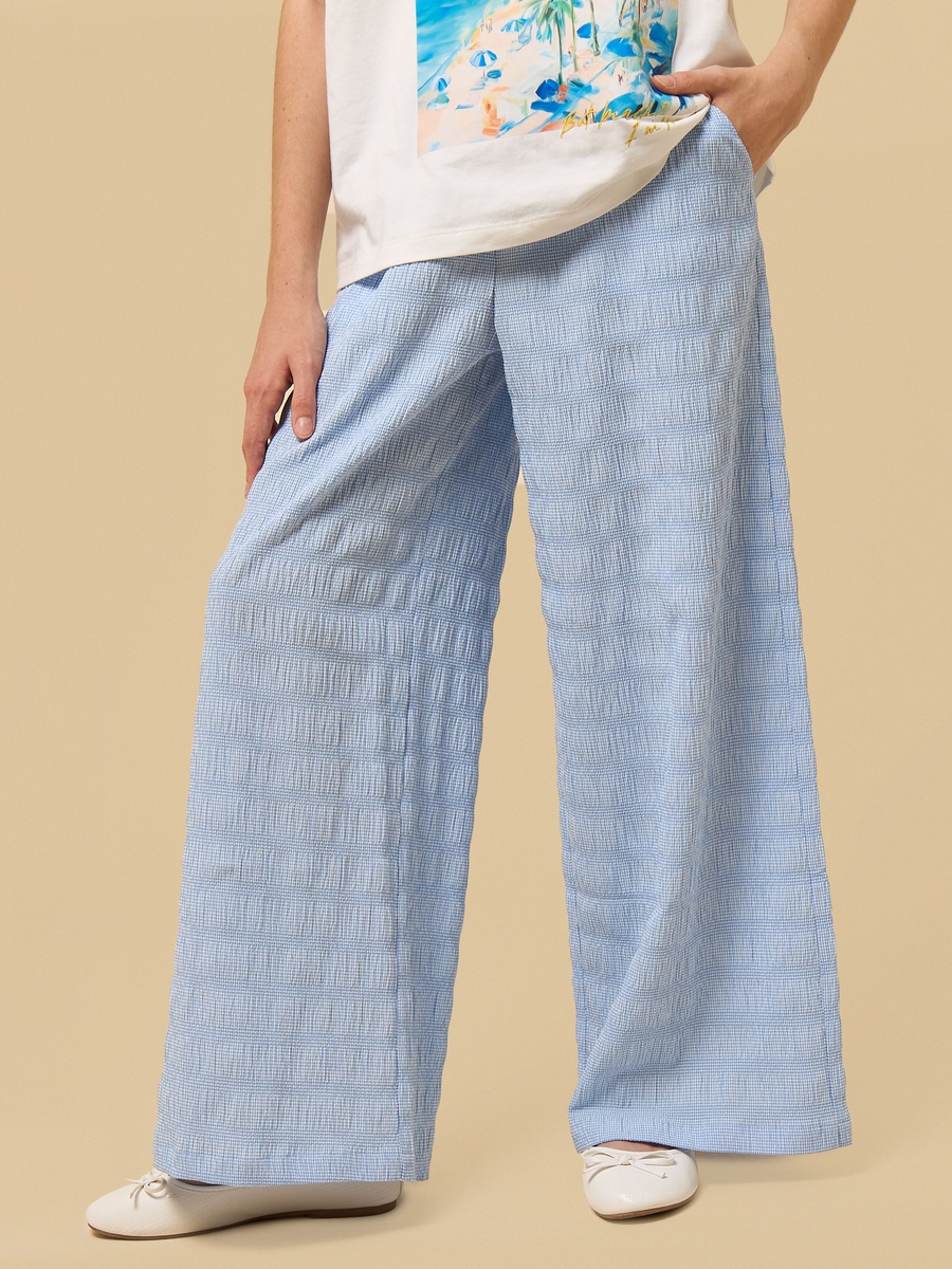 Gingham Checked Wide Leg Pants